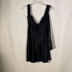 MESHKI WOMENS BLACK SATIN MINI DRESS ONE SLEEVE MEDIUM